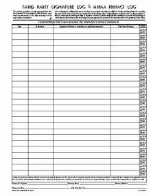 Combination HIPAA Privacy / Third Party Signature Log