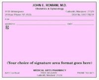 Single Imprinted Prescription Blanks Layout Format BO (Colored Paper)
