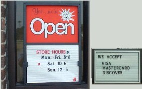 14" X 20" OPEN/CLOSED SIGN WITH CHANGEABLE LETTER SLIDING SIGN