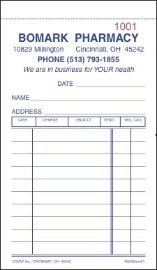 Std. Size Duplicate Sales Slips with Numbers