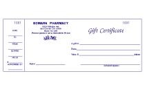 GIFT CERTIFICATES - Style 1 for Druggist