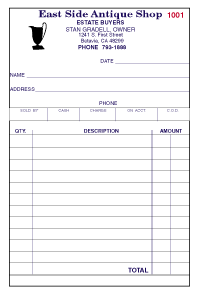 Antique Large Size Triplicate Sales Slips with Numbers