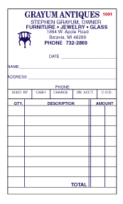 Antique Std. Size Triplicate Sales Slips with Numbers