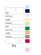 T-1 'Style, Size, Price' COLORED TAGS