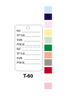 T-60 'Style, Size, Price' COLORED TAGS