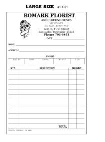 Florist Large Size Triplicate Sales Slips Not Numbered